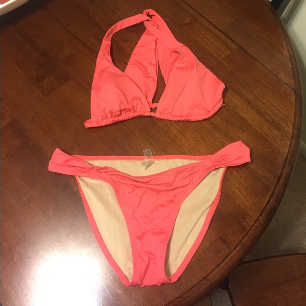 Victoria's Secret Coral Pink Halter Bikini Set